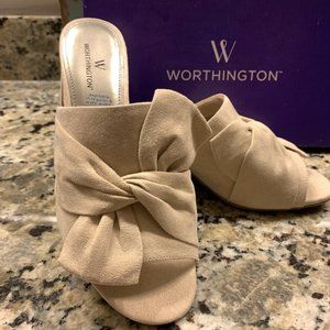 WORTHINGTON Beige Slide Mule Open Toe 6.5M NIB